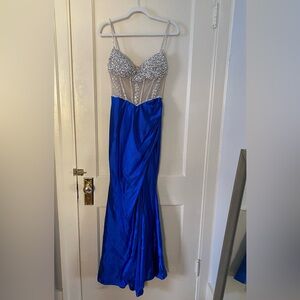 Alexandra Neel Blue and Silver Prom Dress